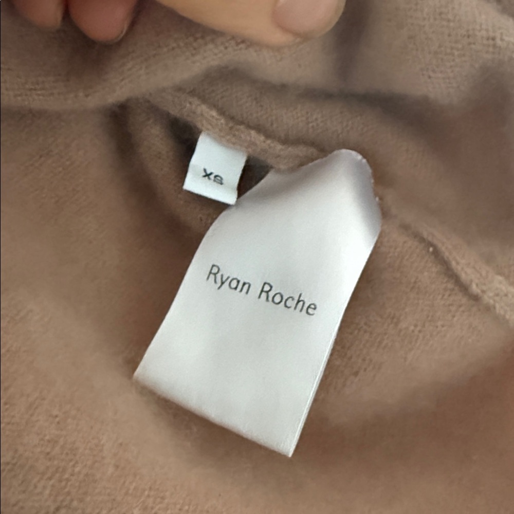 Ryan Roche Deep V-Neck Camel Sweater - Picture 3 of 7